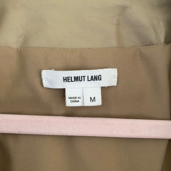 Helmut Lang Tan drape collar leather jacket - Picture 4 of 6